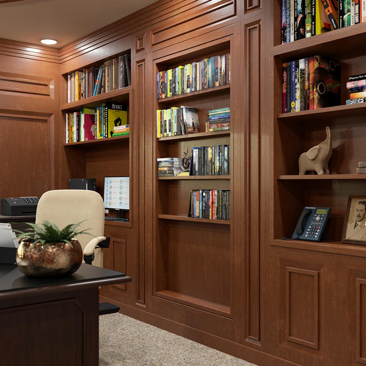 Скрытая дверь "Зеве" СуперЛюкс с панелью в виде книжного шкафа_2