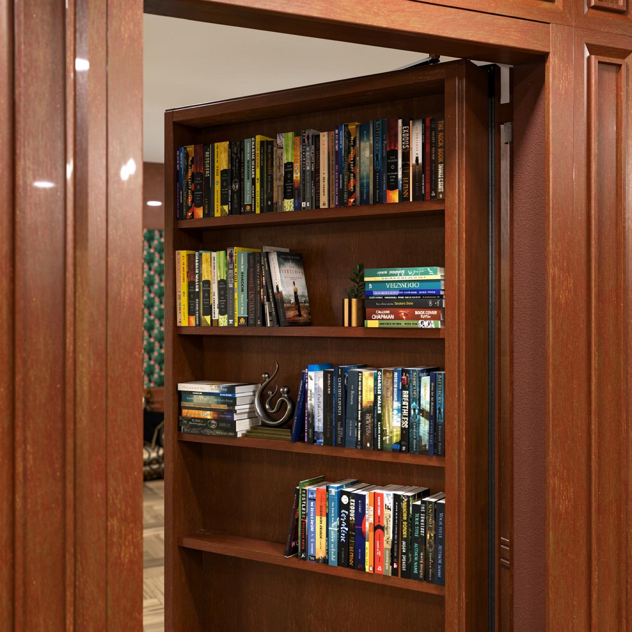 Скрытая дверь "Зеве" СуперЛюкс с панелью в виде книжного шкафа_6